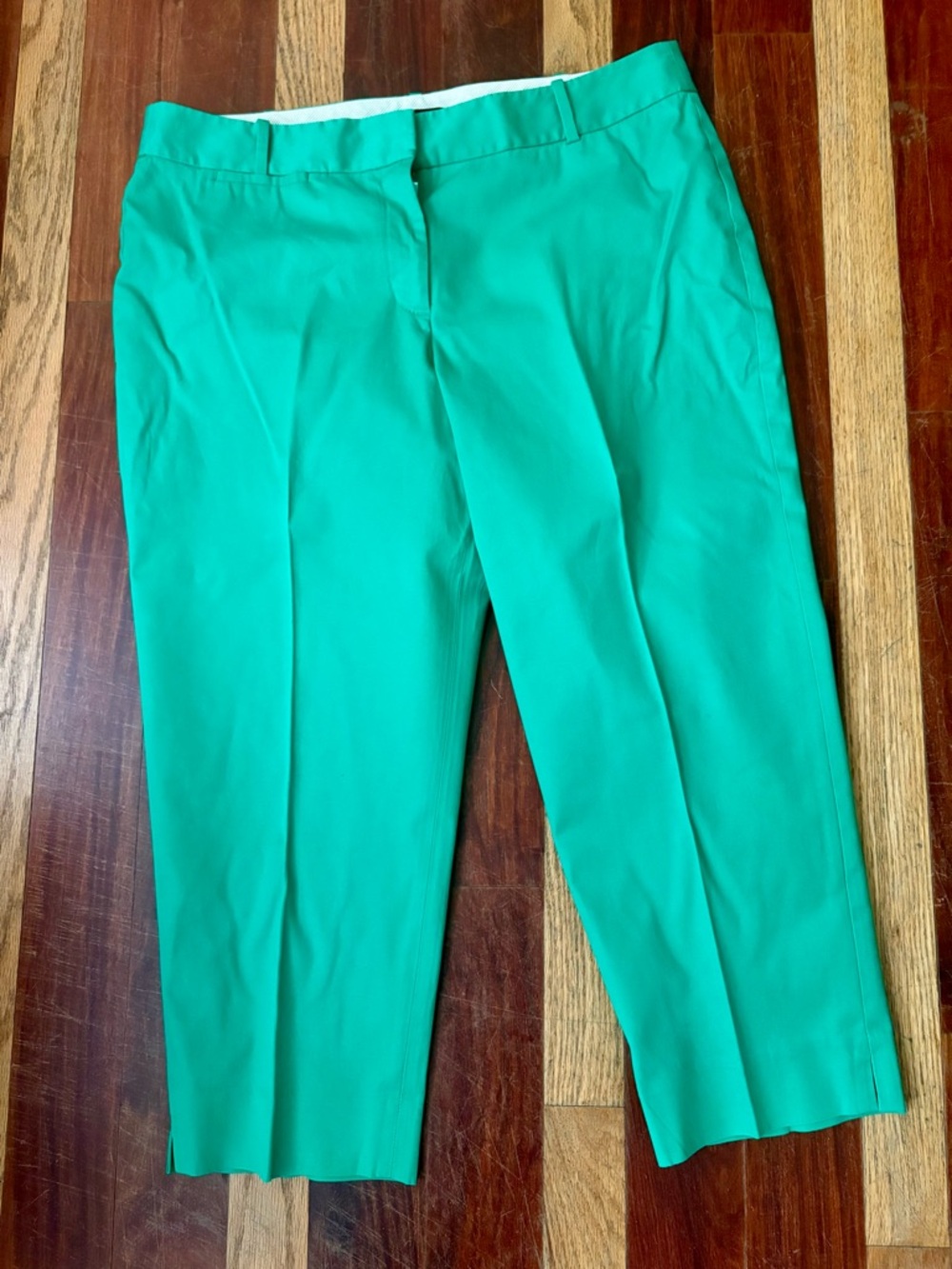 Talbots Heritage Bright Emerald Green Chino Cropped Pants 14P